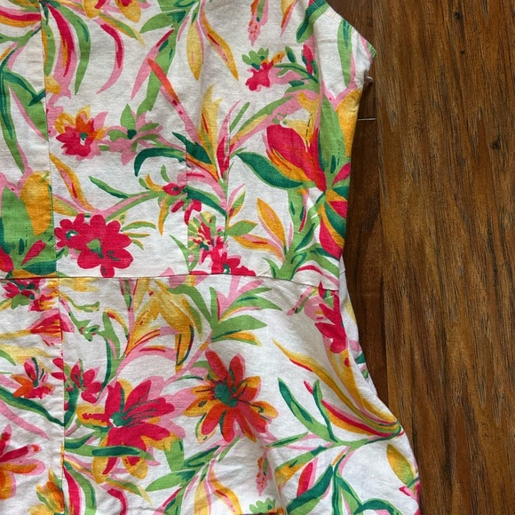 J. Crew Sleeveless Floral Linen Blend Peplum Fitted Top - Picture 2 of 10